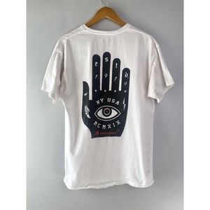CHAMPION ATLETICS HAMSA HEALING HAND NY USA GRAPHIC PRINT TEE Large